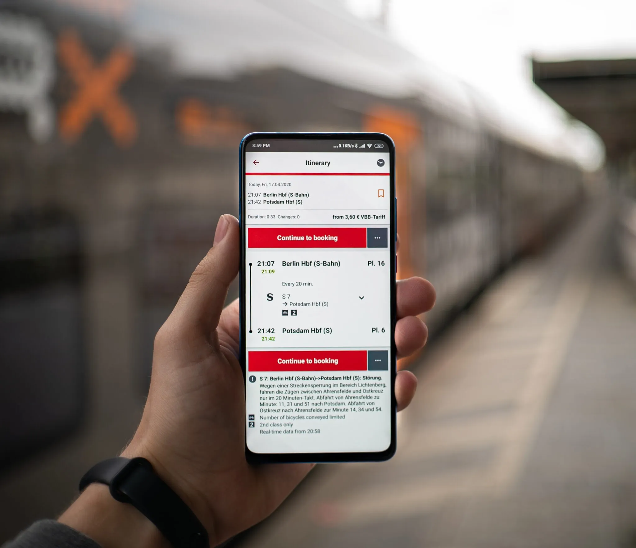 Train ticket mobile app